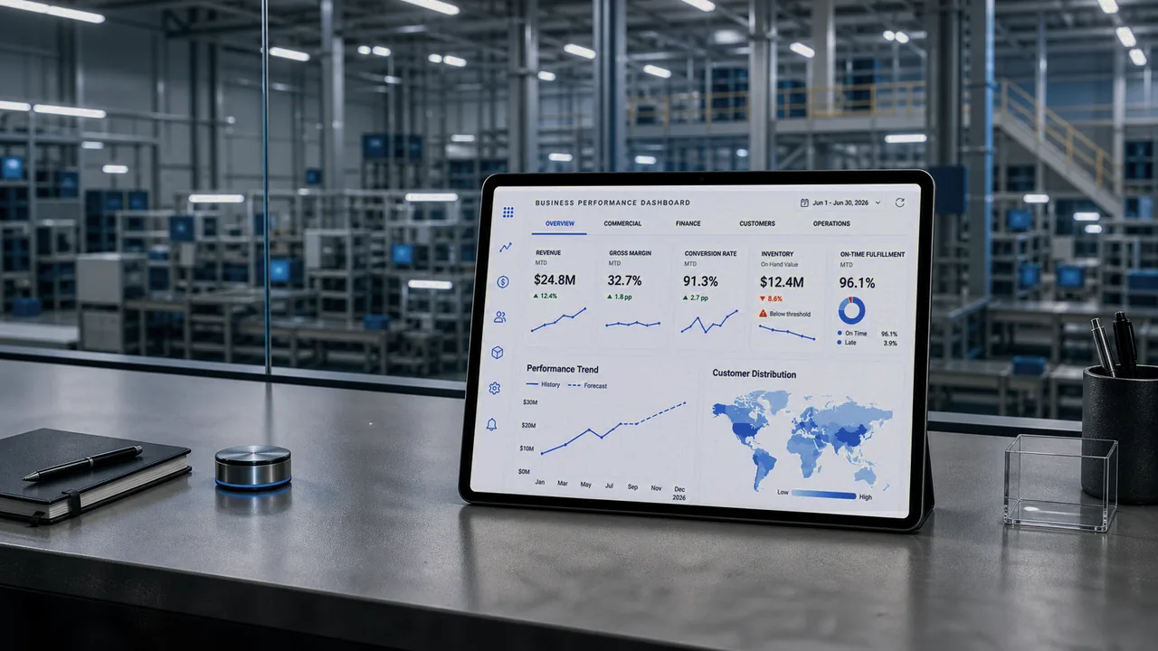 Performance analytics dashboard displayed on a laptop